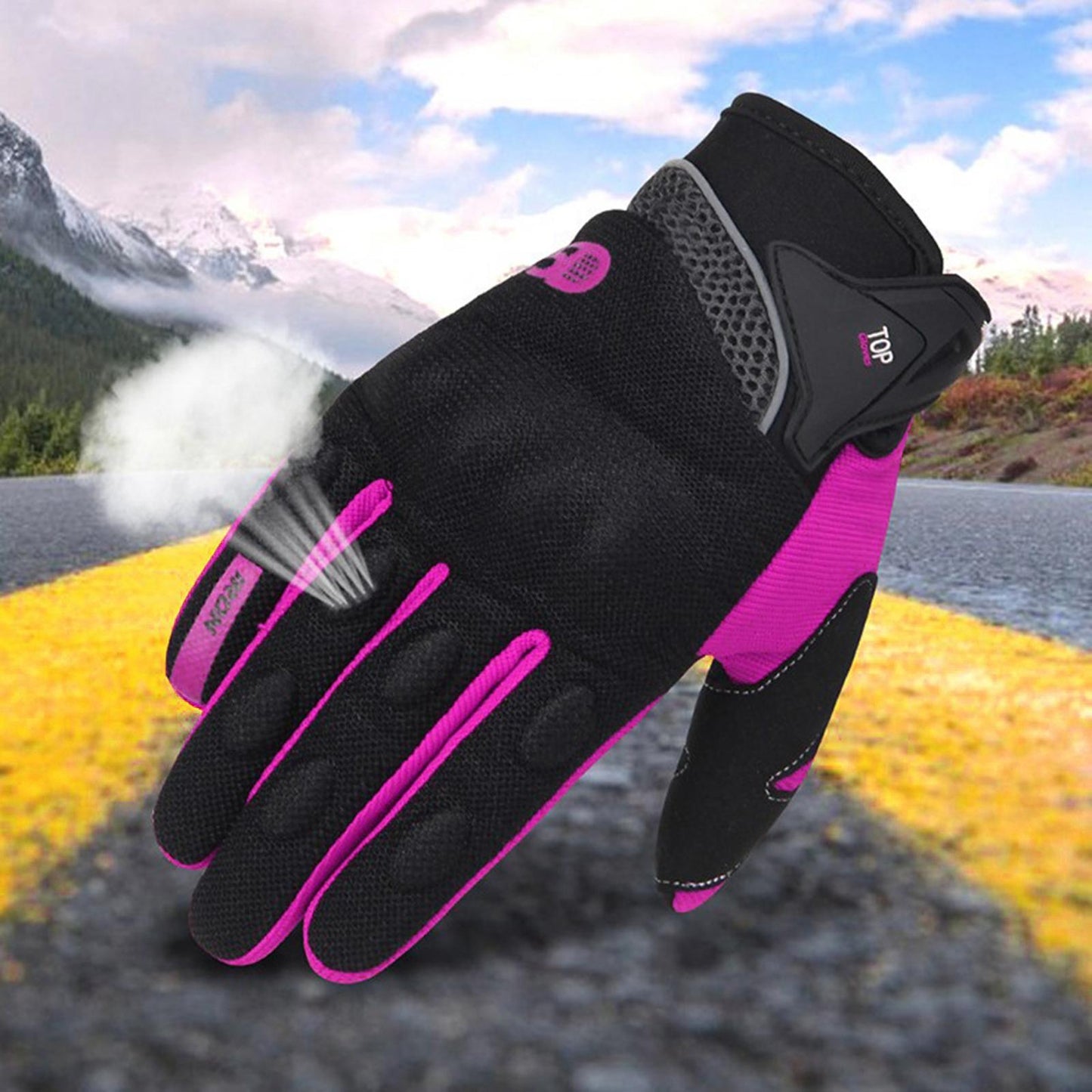 Touchscreen Motorbike Motorcycle Short Summer Gloves Protection Purple 2XL