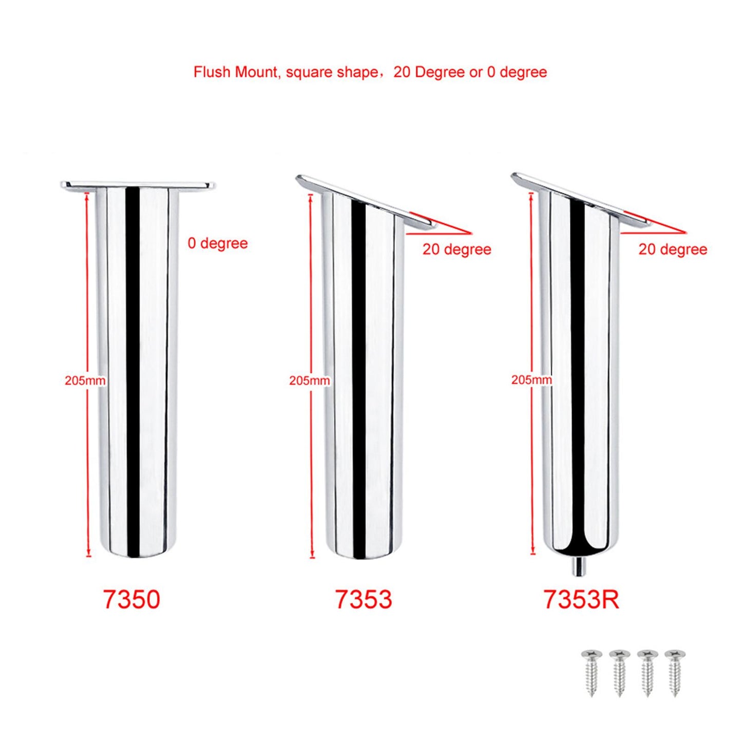 8 Marine Boat Fishing Pole Stand Flush Mount Fishing Rod Holder 0 Degree"