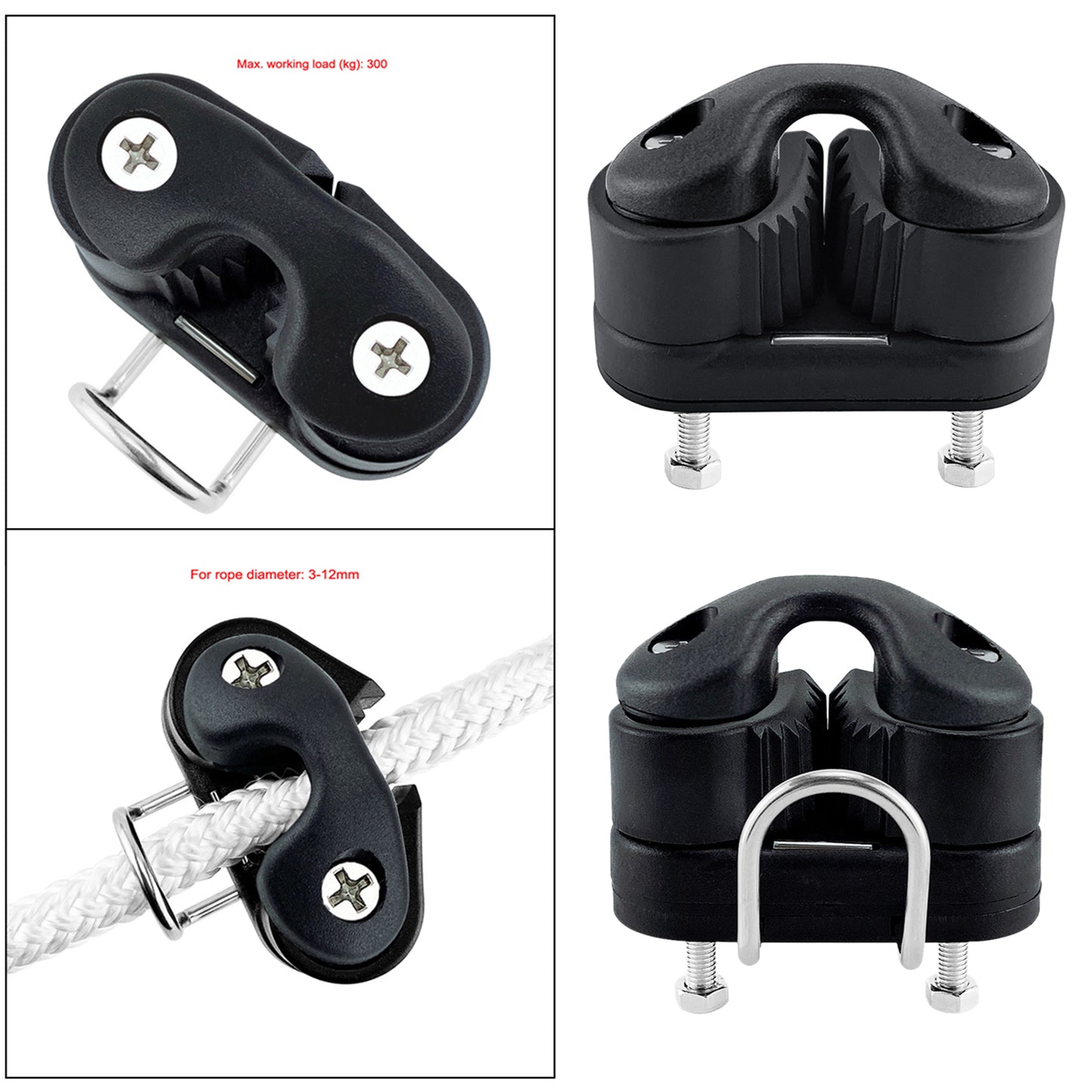 2 Row Ball Bearing Composite Cam Cleat Wire Fairlead No Lead Ring