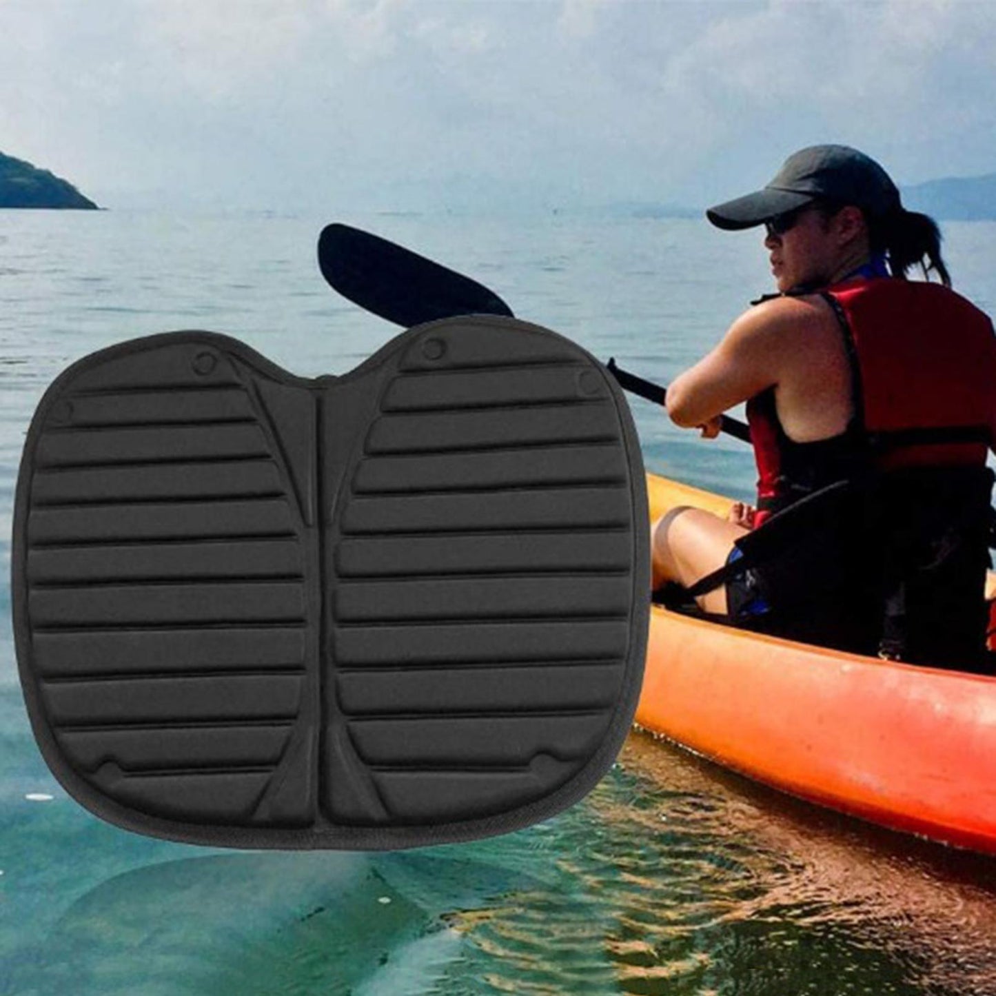 Kayak Seat Cushion Detachable Pad Stadium Anti-slip Comfortable Seats Black