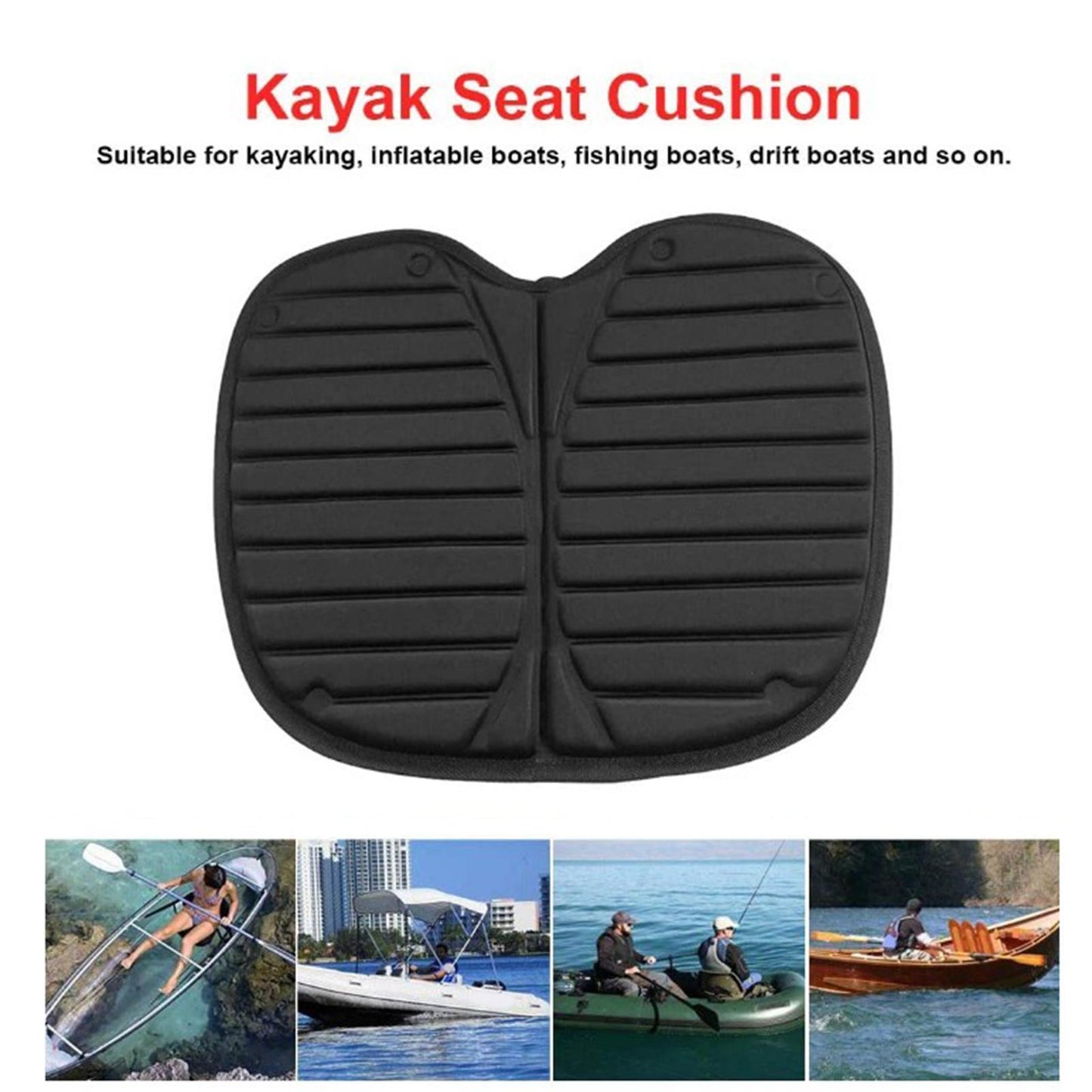 Kayak Seat Cushion Detachable Pad Stadium Anti-slip Comfortable Seats Black