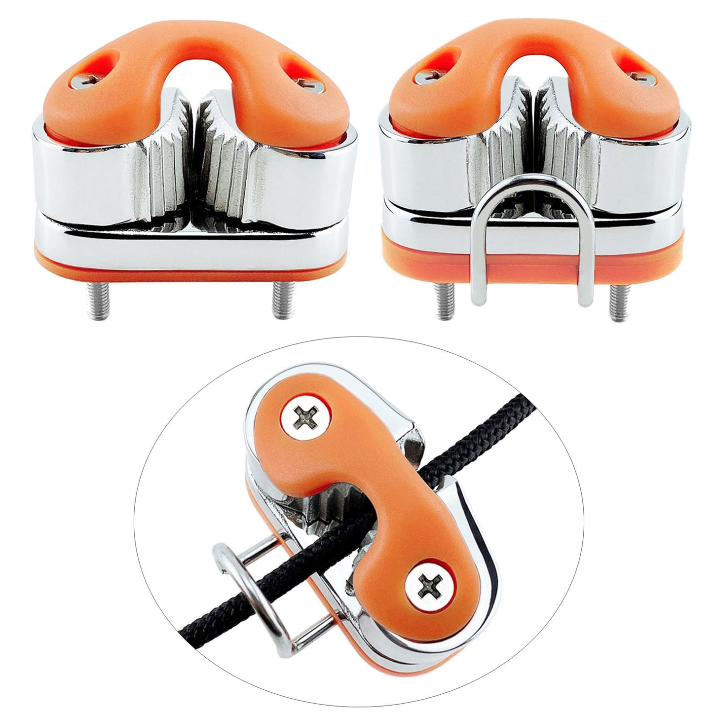 Fast Entry Cam Cleat for Sailboat Dinghy, Stainless Steel without Lead Ring
