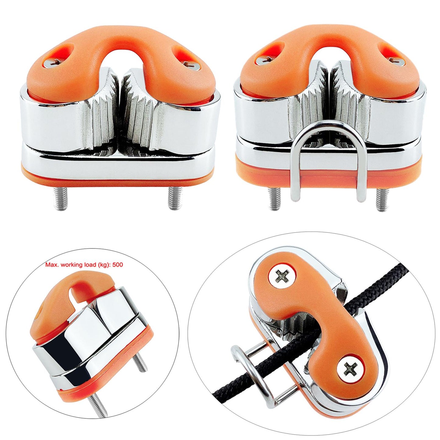 Fast Entry Cam Cleat for Sailboat Dinghy, Stainless Steel without Lead Ring