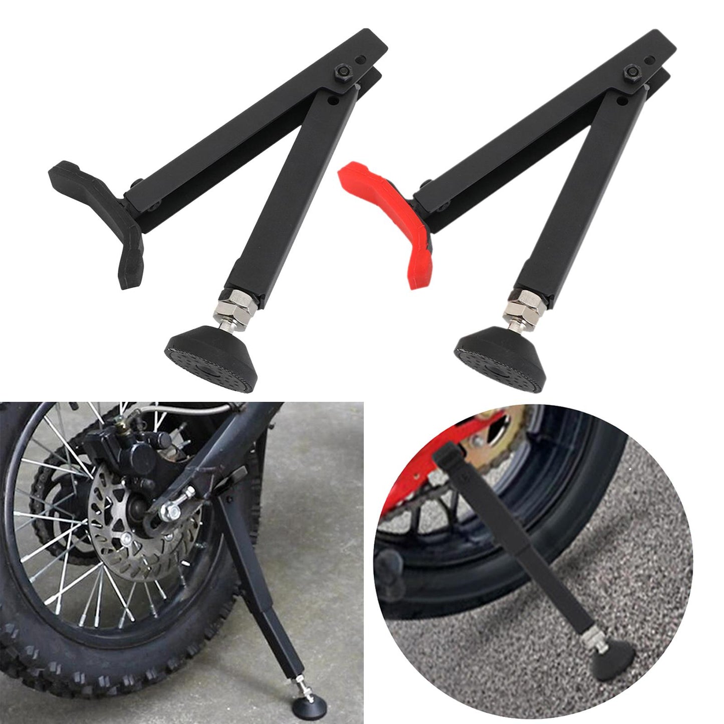 Motorcycle Wheel Support Side Stands for Scooter Dirt Bike  black