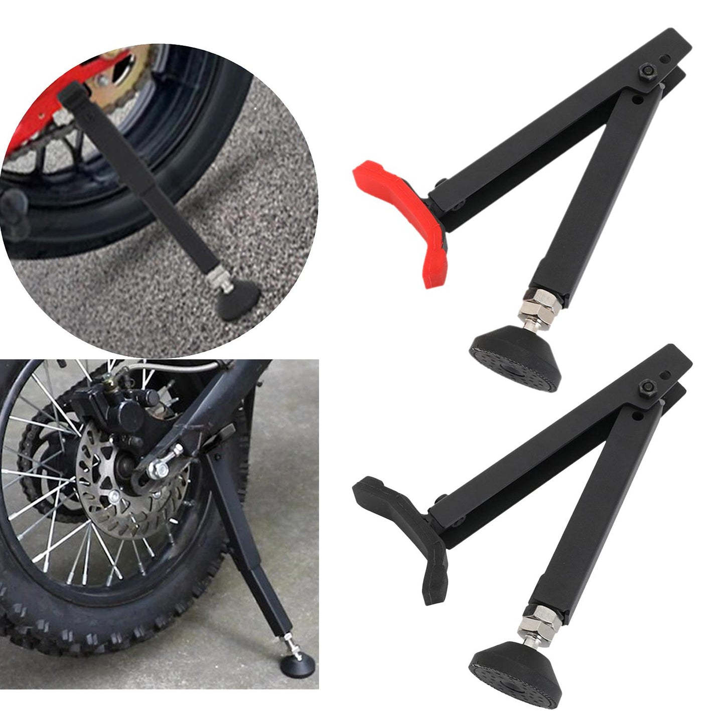 Motorcycle Wheel Support Side Stands for Scooter Dirt Bike  black