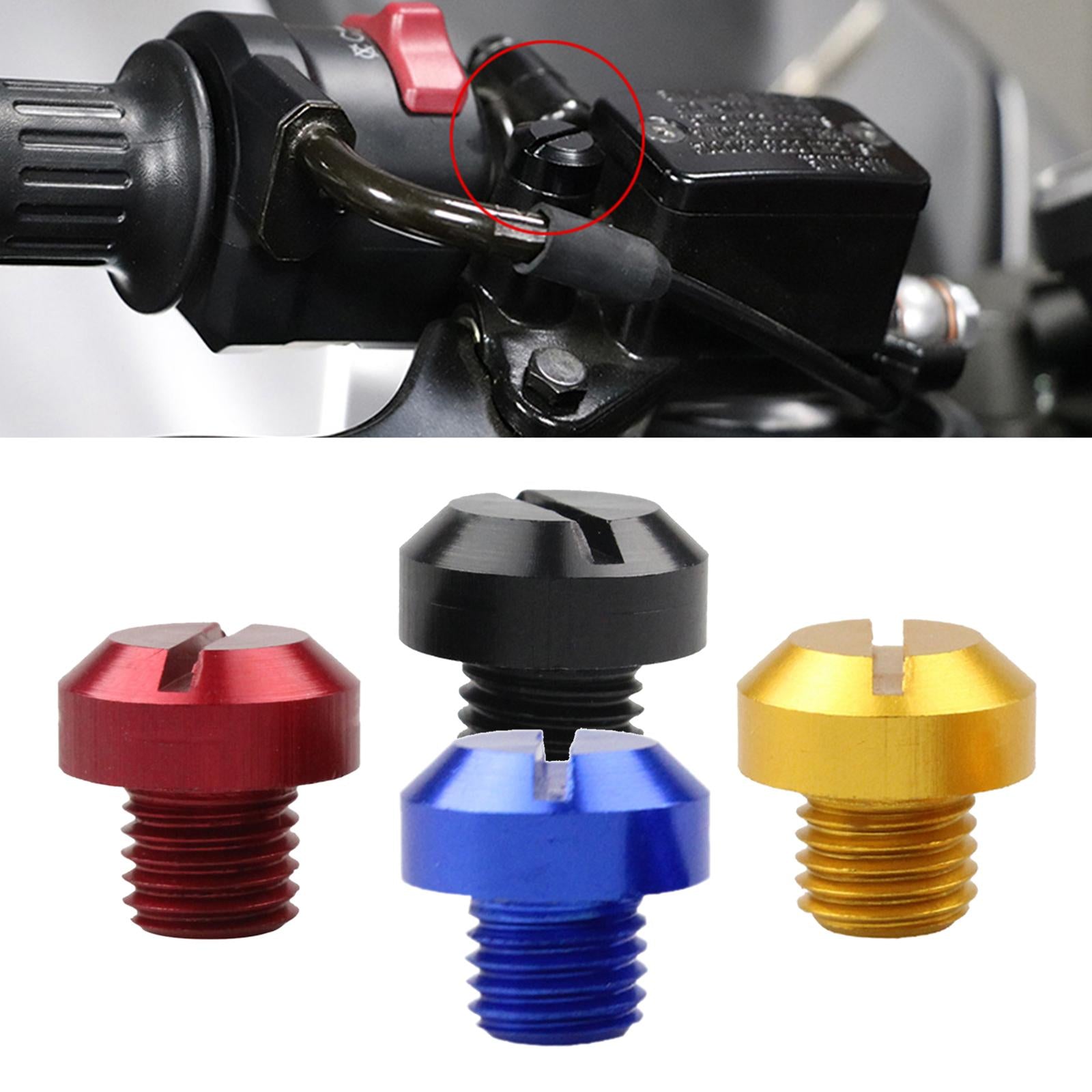2 Pcs M10x1.25 Rearview Mirrors Thread Hole Plug Screw Bolts Red Positive