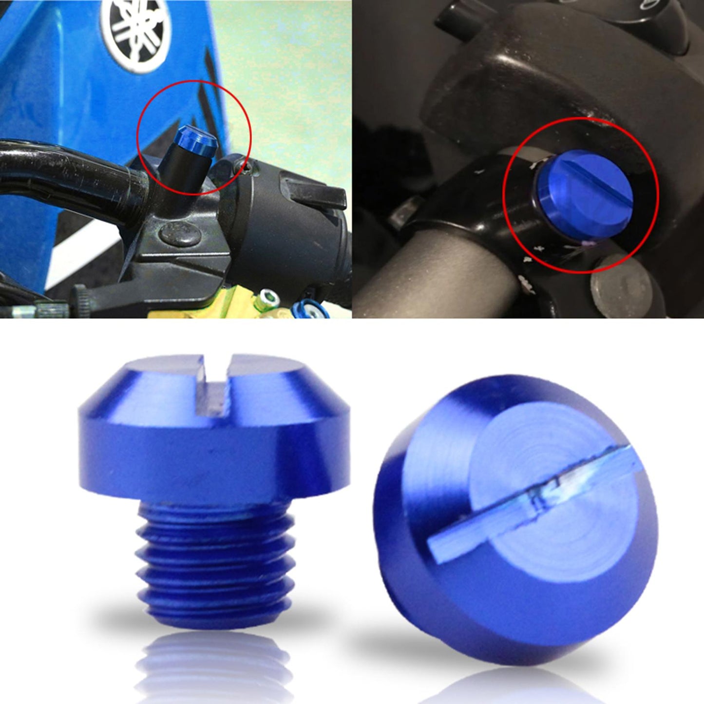 2 Pcs M10x1.25 Rearview Mirrors Thread Hole Plug Screw Bolts Blue Positive