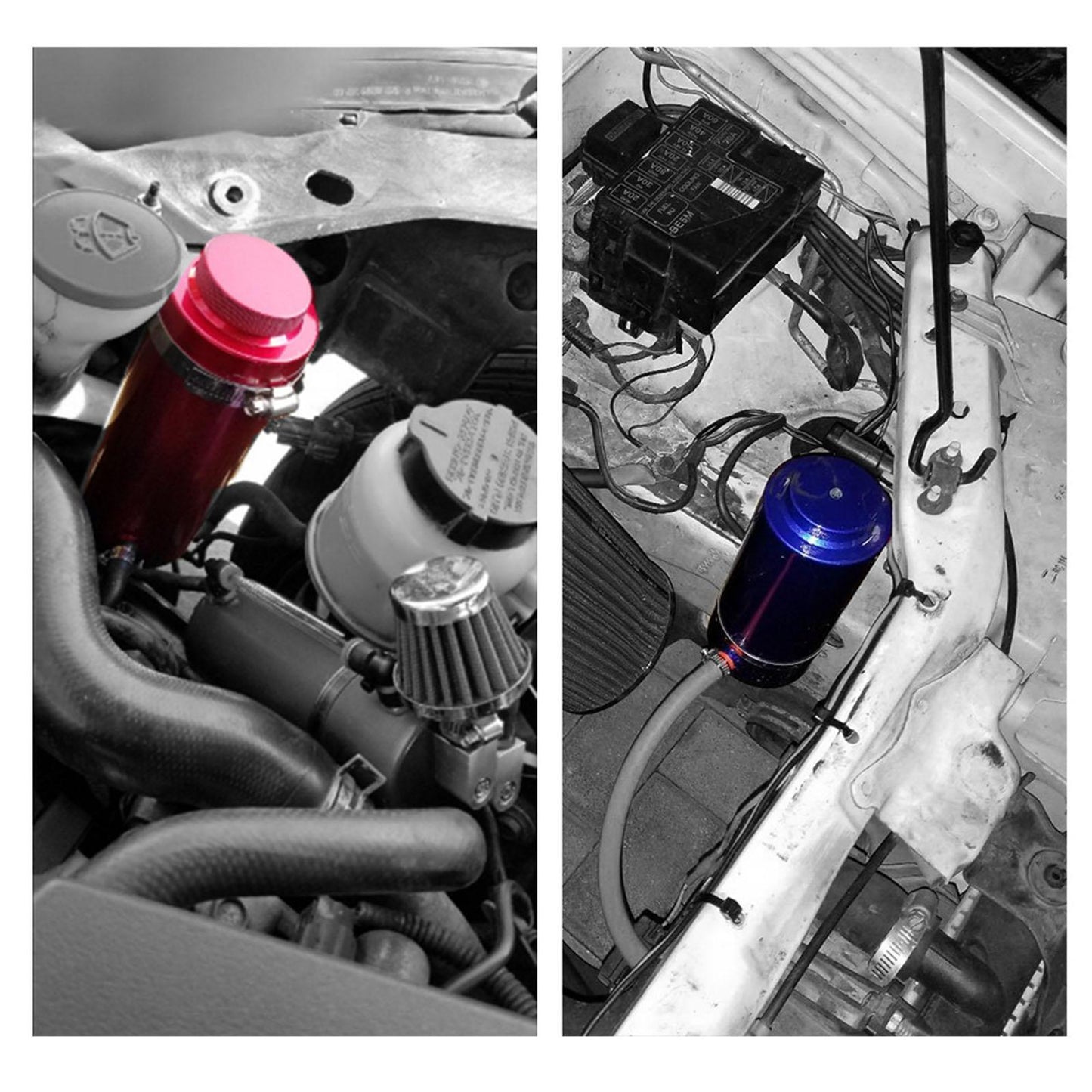 Universal Car Radiator Coolant Oil Catch Can Overflow Catch Tank Silver