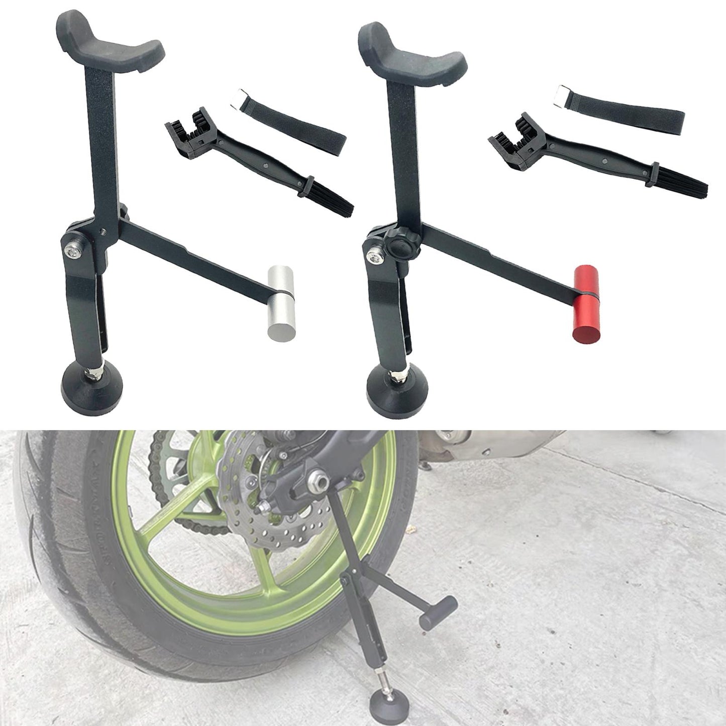 Foldable Motorcycle Wheel Lifter Lift Outdoor Frame for Suzuki Black Silver