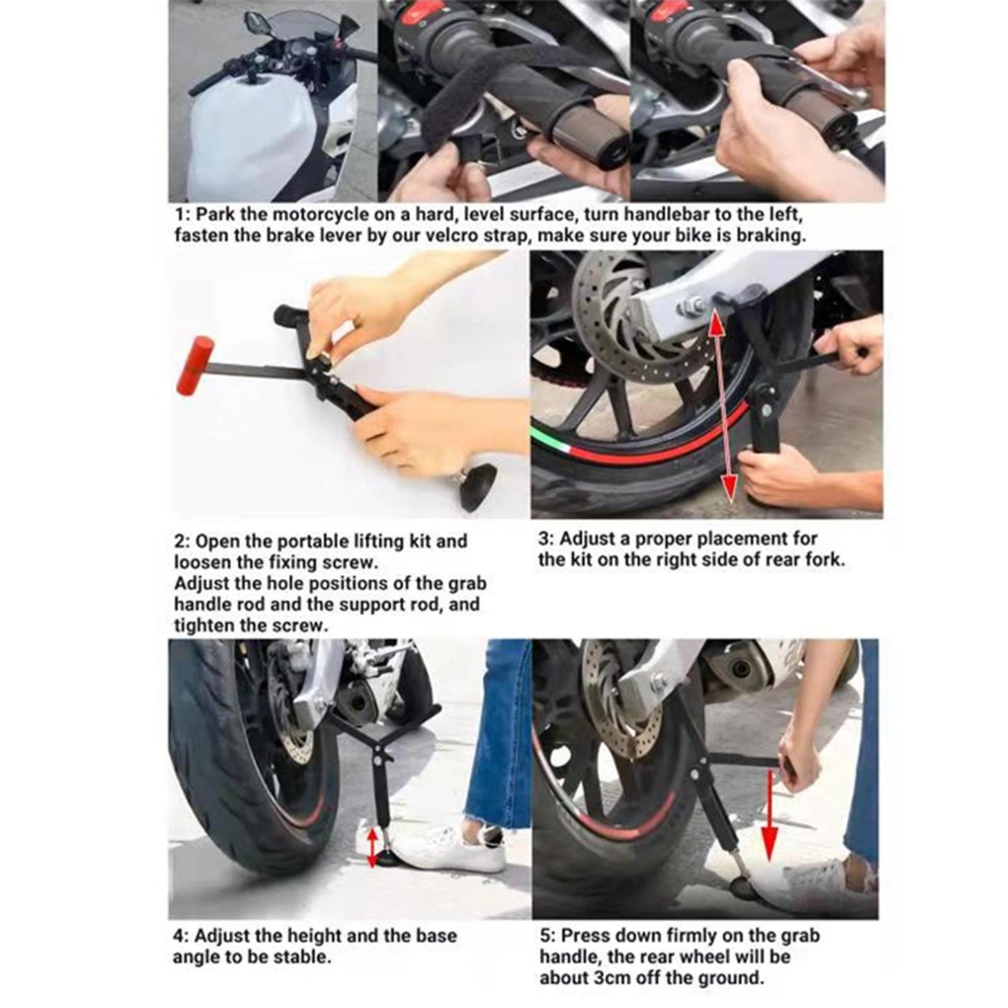 Foldable Motorcycle Wheel Lifter Lift Outdoor Frame for Suzuki Black Red