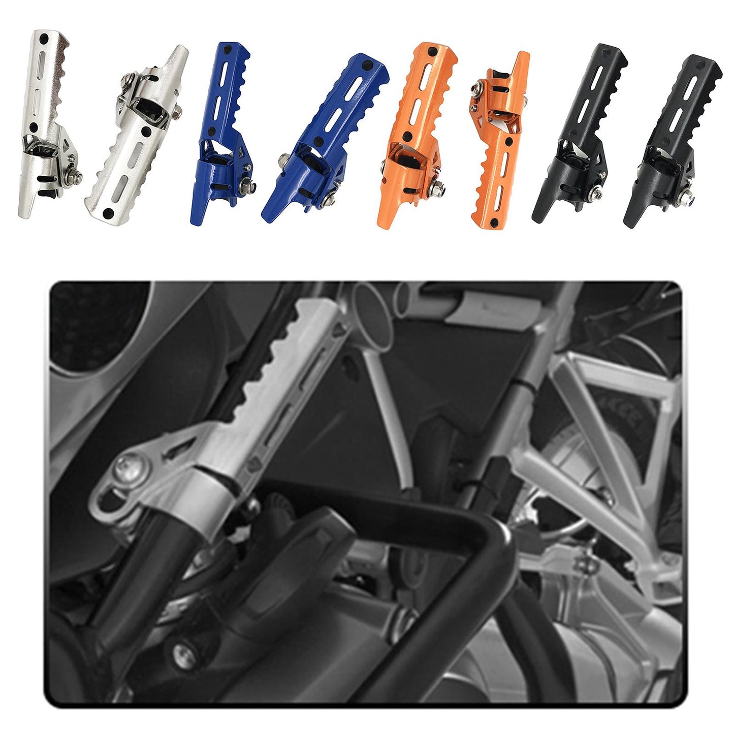 2Pcs Motorcycle Highway Front Foot Pegs Footrests for BMW R1200GS LC Orange