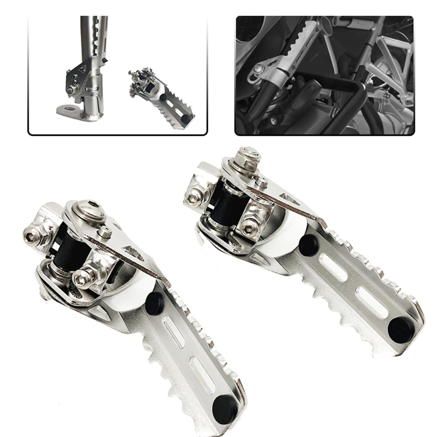2Pcs Motorcycle Highway Front Foot Pegs Footrests for BMW R1200GS LC Silver