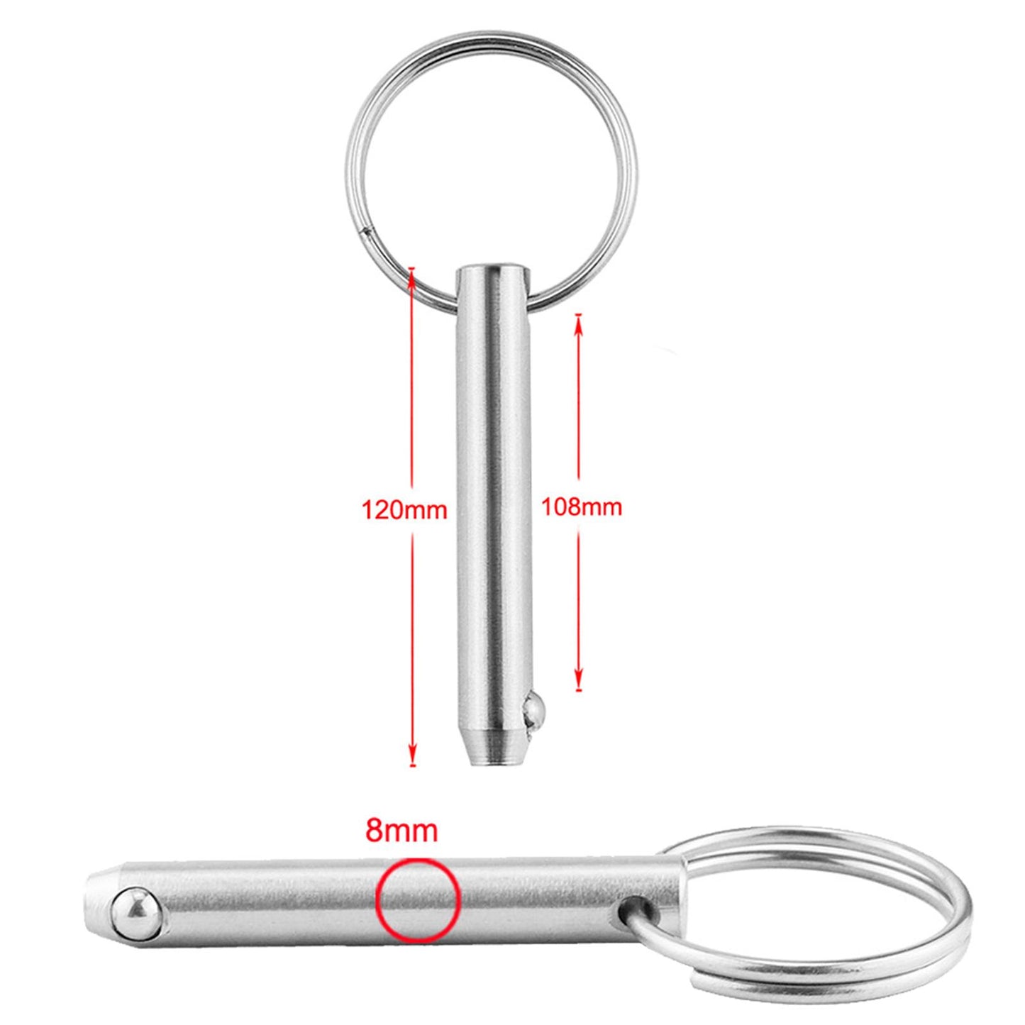 Marine 8 x 120mm Boat Top Bimini Top Quick Release Ball Pin Marine Hardware