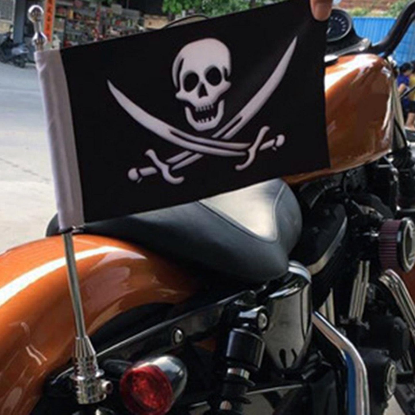 Motorcycle Flag Pole Universal Fit For Harley Pour Sportster 1200 Silver