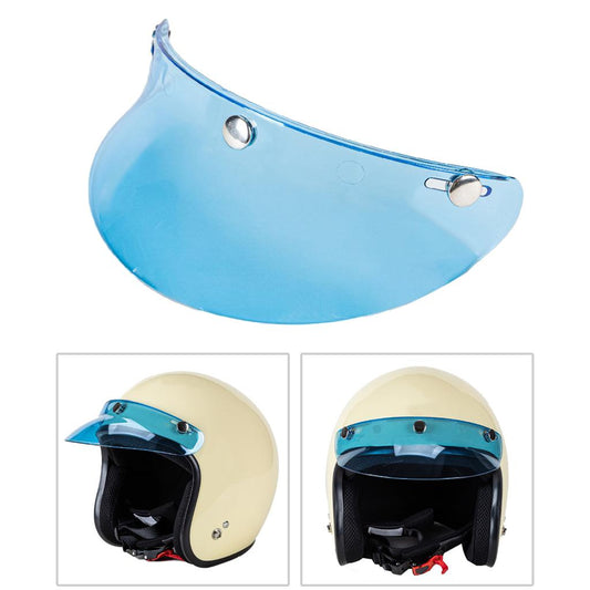 3-Snap Motorcycle Helmet Visor Peak UV Sun Visor Shields Transparent Blue