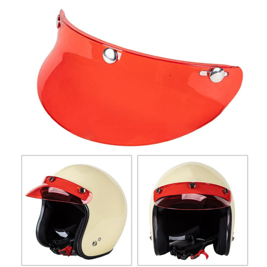 3-Snap Motorcycle Helmet Visor Peak UV Sun Visor Shields Transparent Red