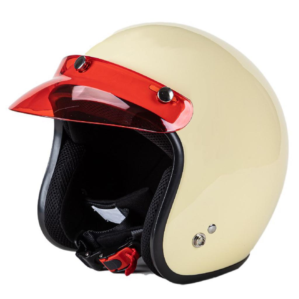 3-Snap Motorcycle Helmet Visor Peak UV Sun Visor Shields Transparent Red