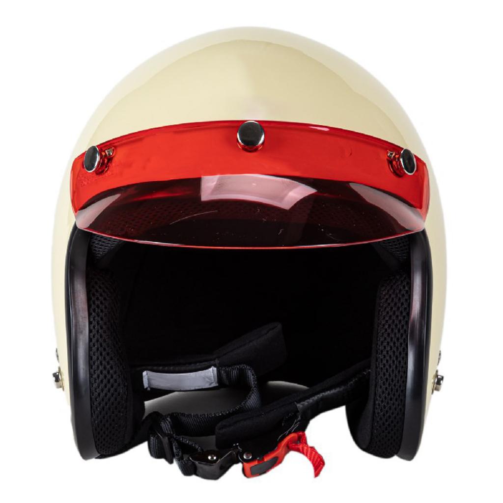 3-Snap Motorcycle Helmet Visor Peak UV Sun Visor Shields Transparent Red