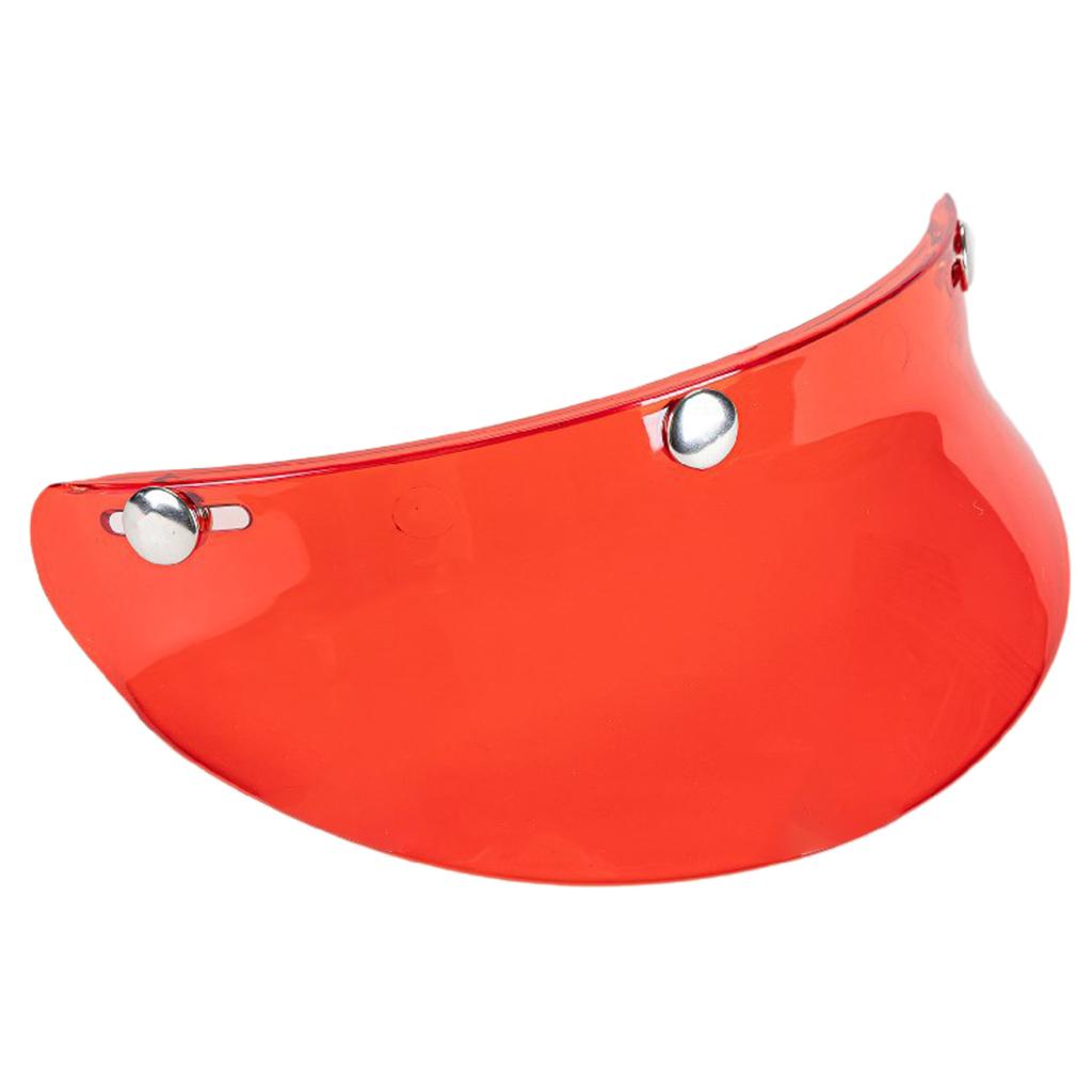 3-Snap Motorcycle Helmet Visor Peak UV Sun Visor Shields Transparent Red