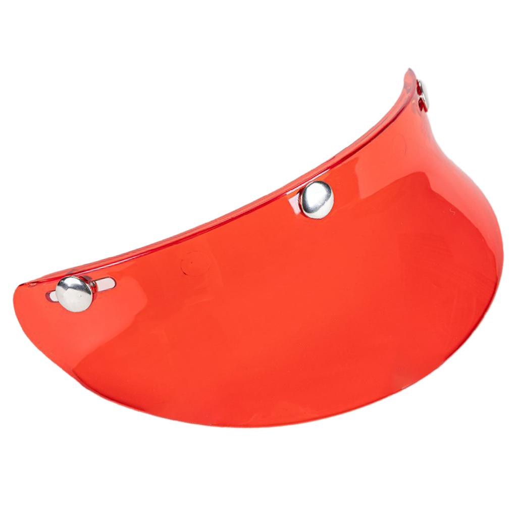 3-Snap Motorcycle Helmet Visor Peak UV Sun Visor Shields Transparent Red