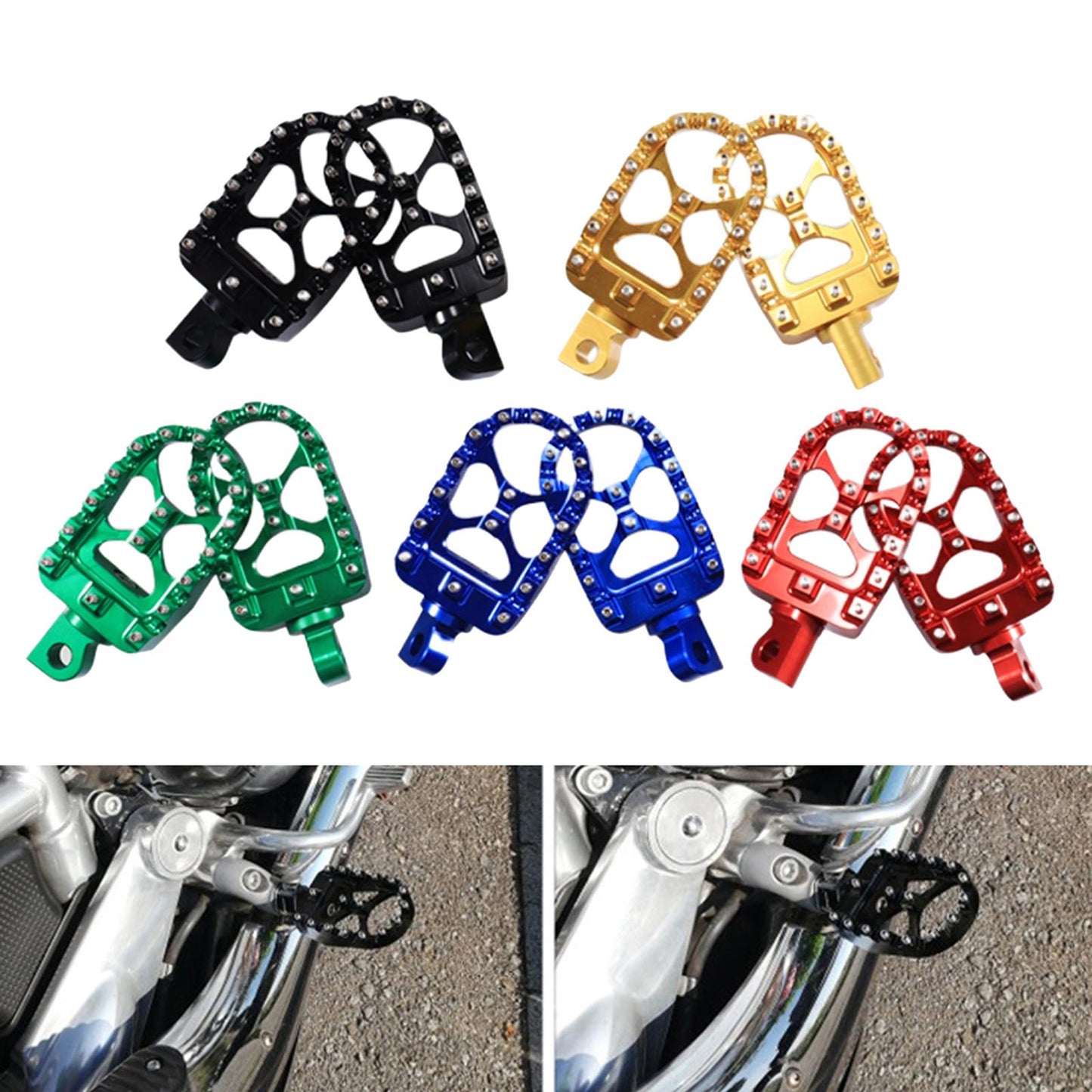 Motorcycle Front Driver Footrests Footpegs for Harley XL883 2007-2010 Golden