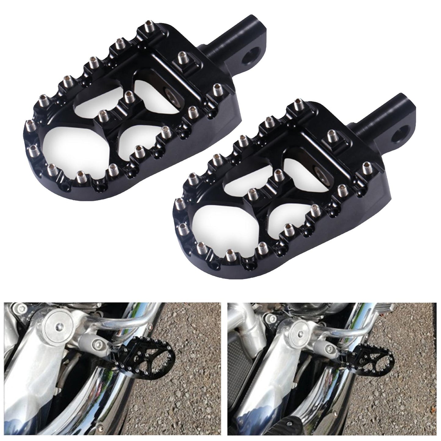 Motorcycle Front Driver Footrests Footpegs for Harley XL883 2007-2010 Black