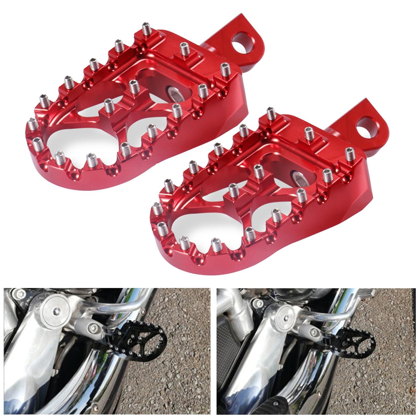 Motorcycle Front Driver Footrests Footpegs for Harley XL883 2007-2010 Red