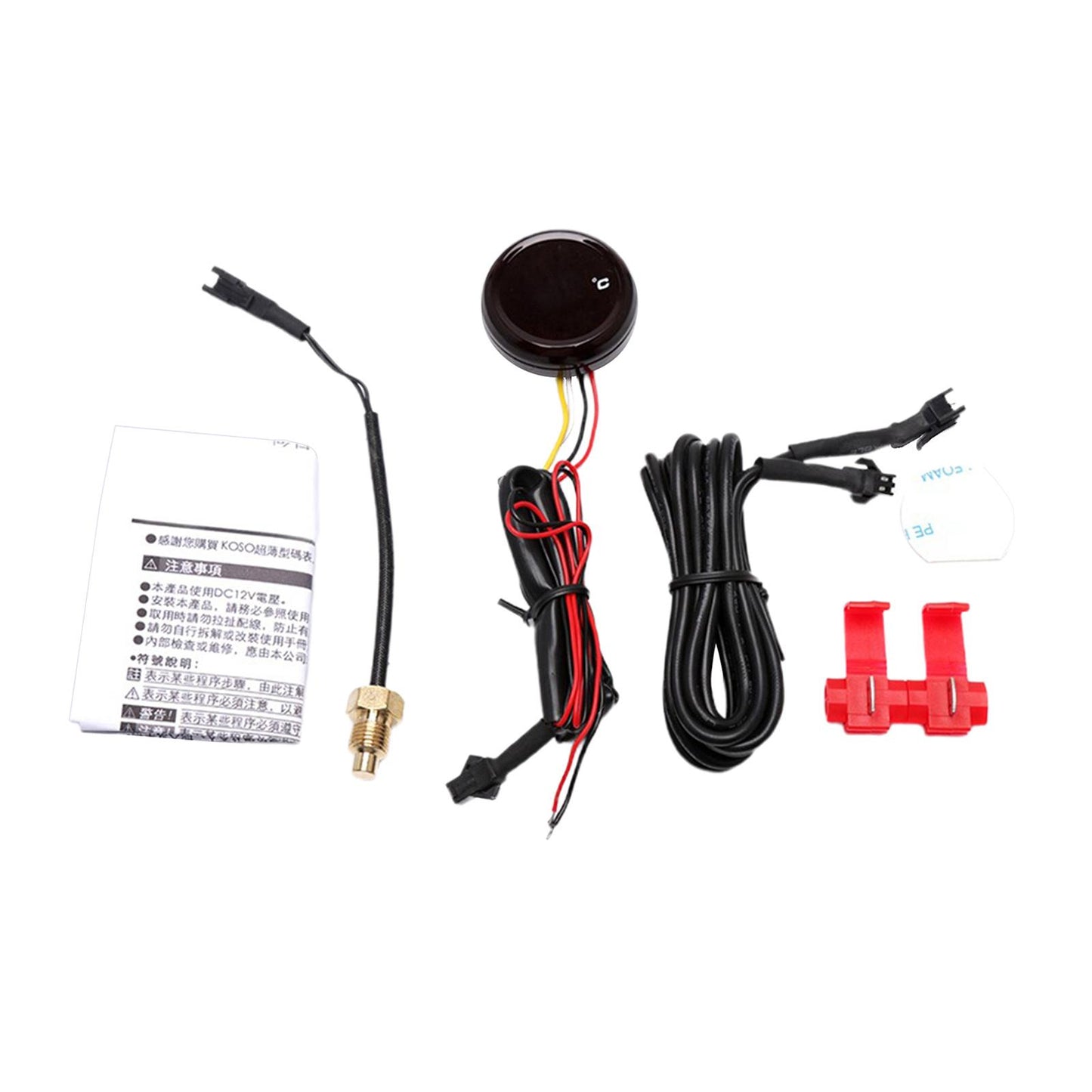 Motorcycle Water Temp Meter Gauge Thermometer Accessories Premium Red LED