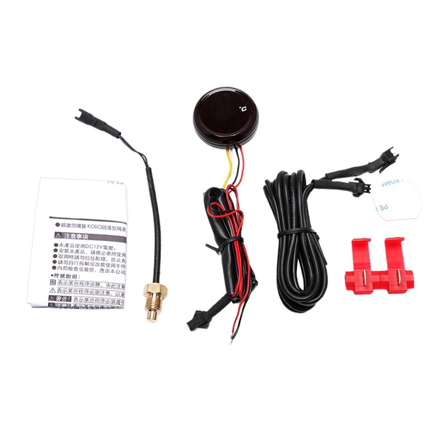 Motorcycle Water Temp Meter Gauge Thermometer Accessories Premium Red LED