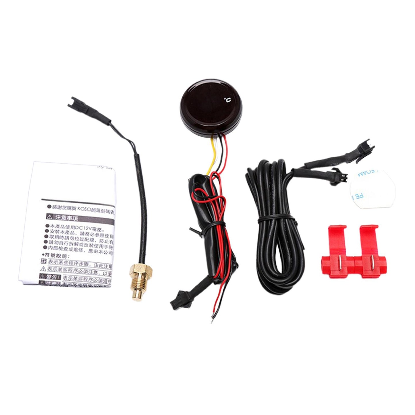 Motorcycle Water Temp Meter Gauge Thermometer Accessories Premium Red LED