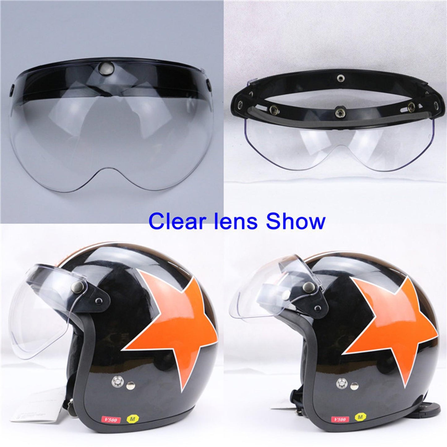 Flip Up Down Visor Lens Replacement for 3 Button Motorcycle Helmets Clear