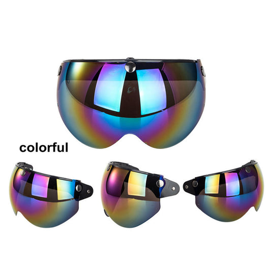 Flip Up Down Visor Lens Replacement for 3 Button Motorcycle Helmets Colorful