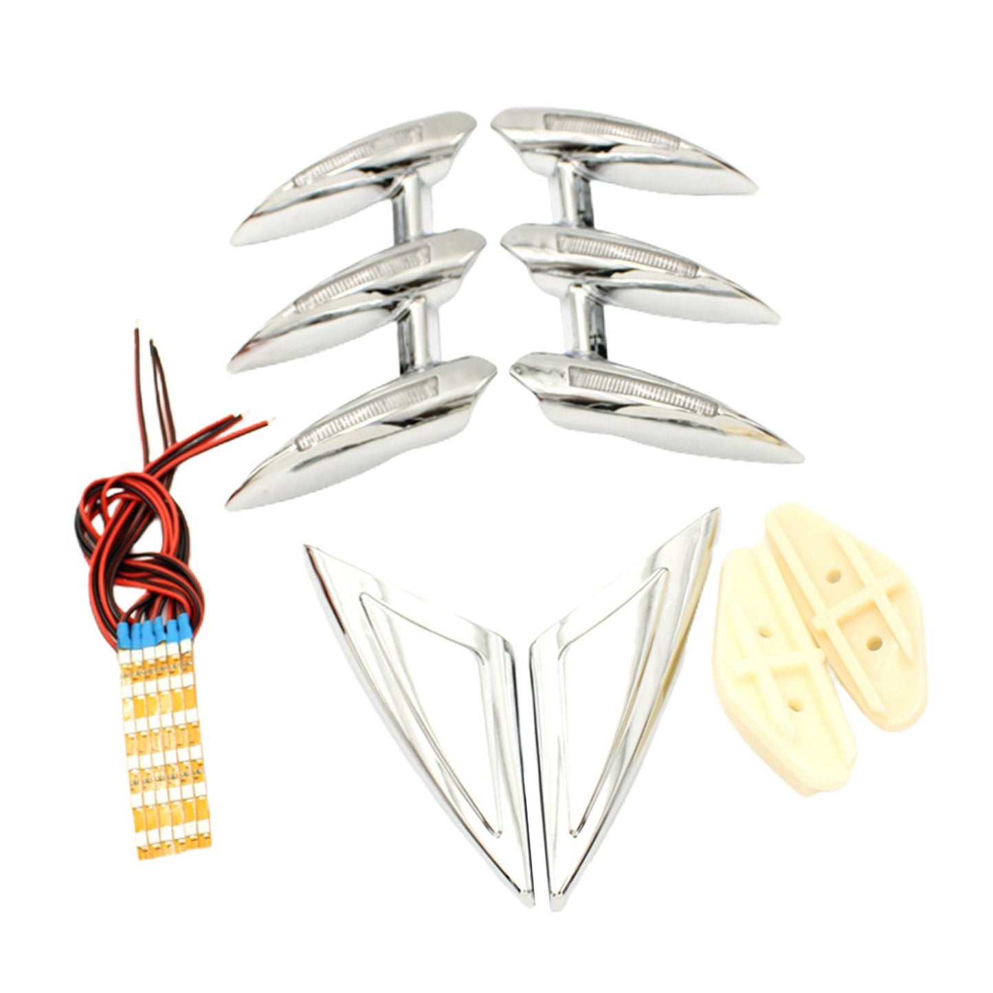 1 Set Motorcycle Front Fender Side Trim Bar w/ Light for Honda GL1800 01-17