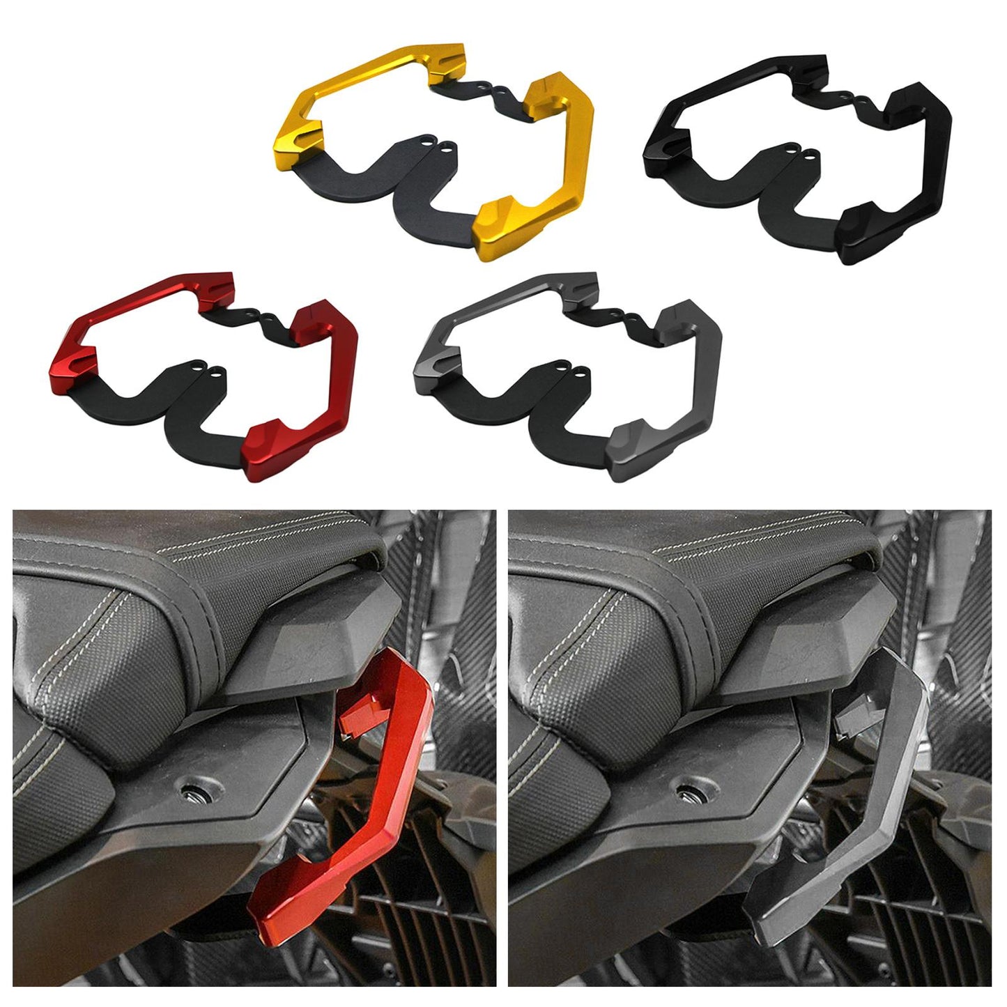 2 Packs Motorcycle Rear Seat Bars Handle Armrest Grab for HONDA Black