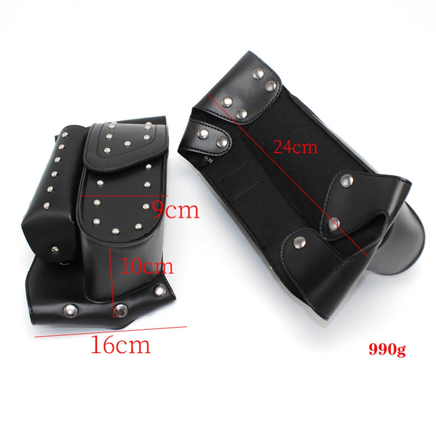 2x PU Leather Motorcycle Saddle Bags For Harley Parts Acc Tool  Silver Rivet