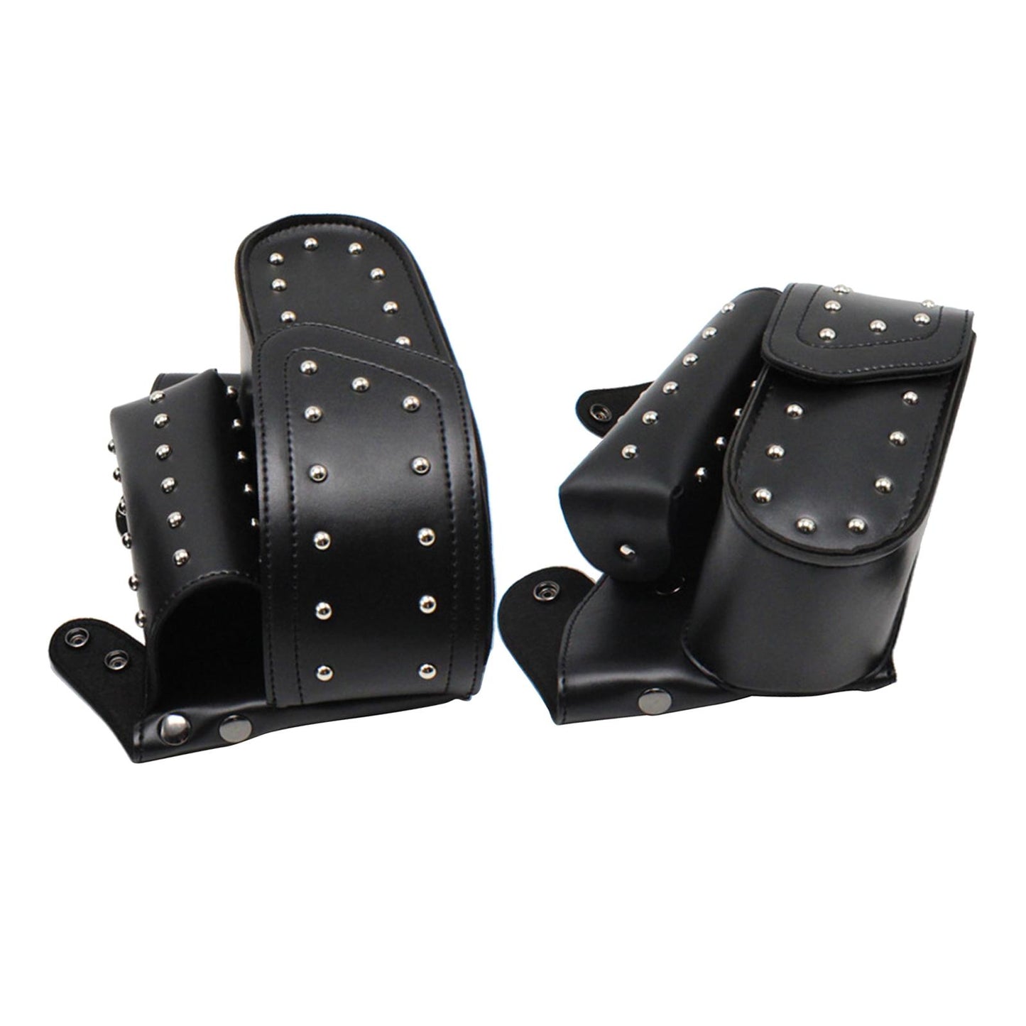 2x PU Leather Motorcycle Saddle Bags For Harley Parts Acc Tool  Silver Rivet