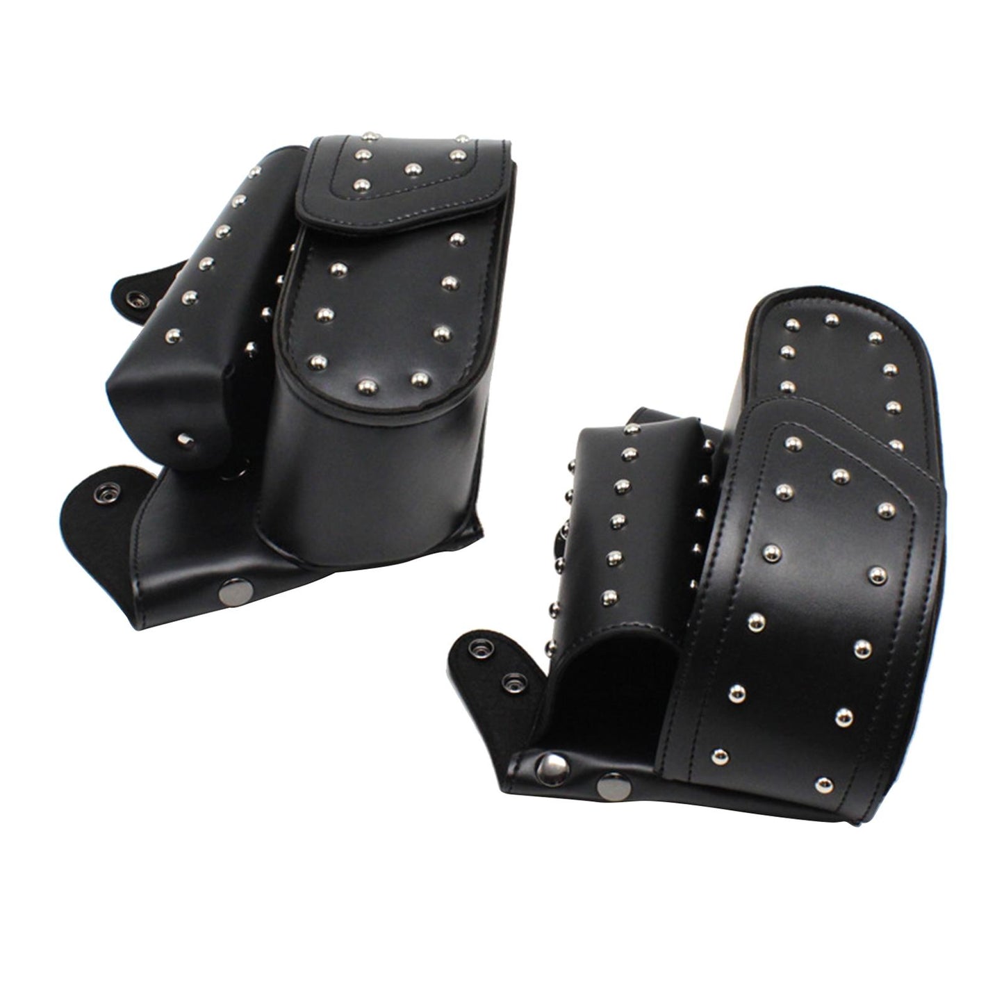 2x PU Leather Motorcycle Saddle Bags For Harley Parts Acc Tool  Silver Rivet