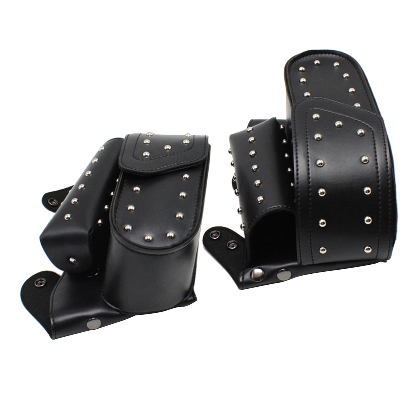 2x PU Leather Motorcycle Saddle Bags For Harley Parts Acc Tool  Silver Rivet