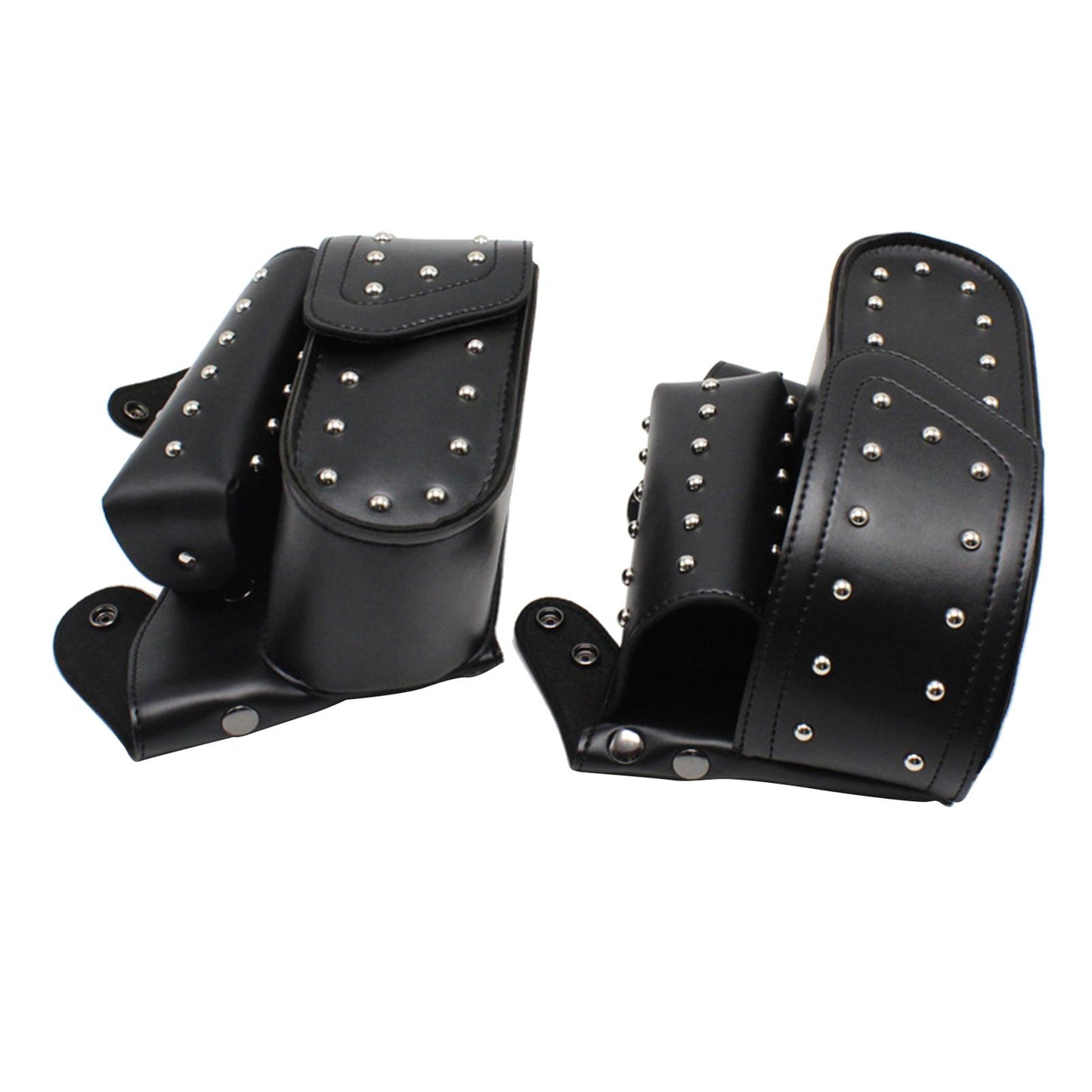 2x PU Leather Motorcycle Saddle Bags For Harley Parts Acc Tool  Silver Rivet