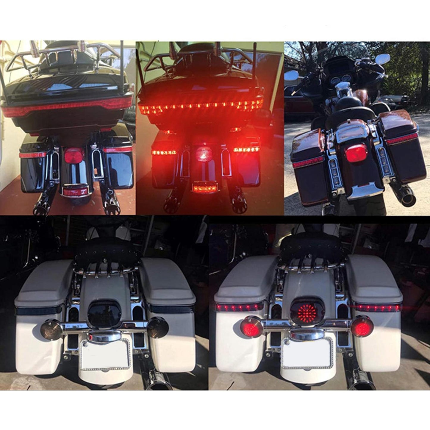 1 Pair Saddlebag Tail Signal Light for Harley Glide 14-18  White Red Cover