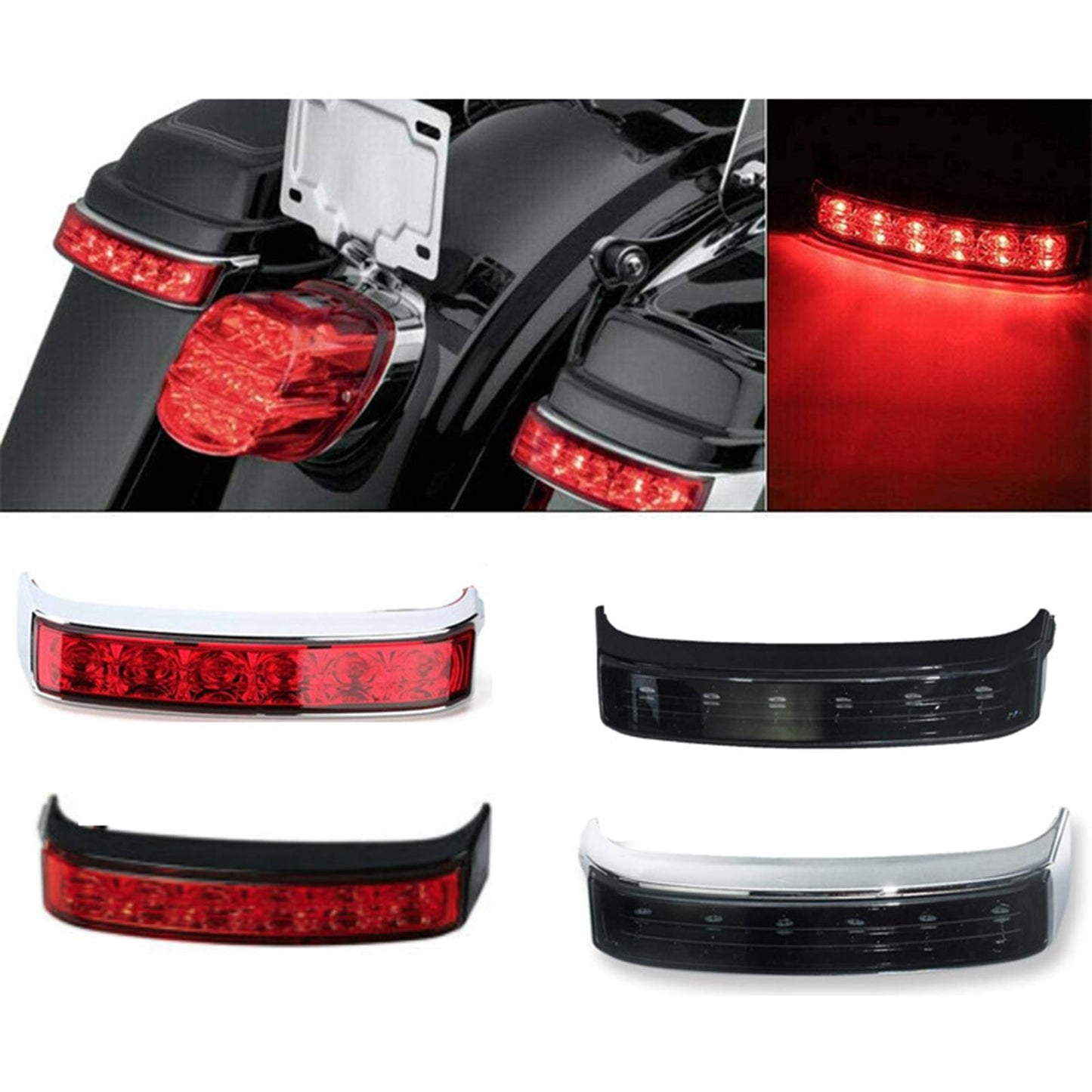 1 Pair Saddlebag Tail Signal Light for Harley Glide 14-18  Black Red Cover