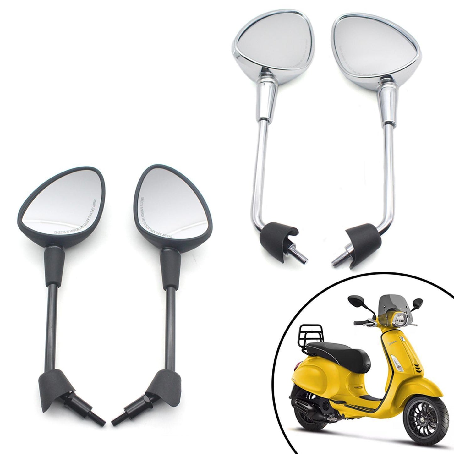 2x Rearview Mirrors for Vespa GT GTS GTV 50 125 200 Spare Parts Black