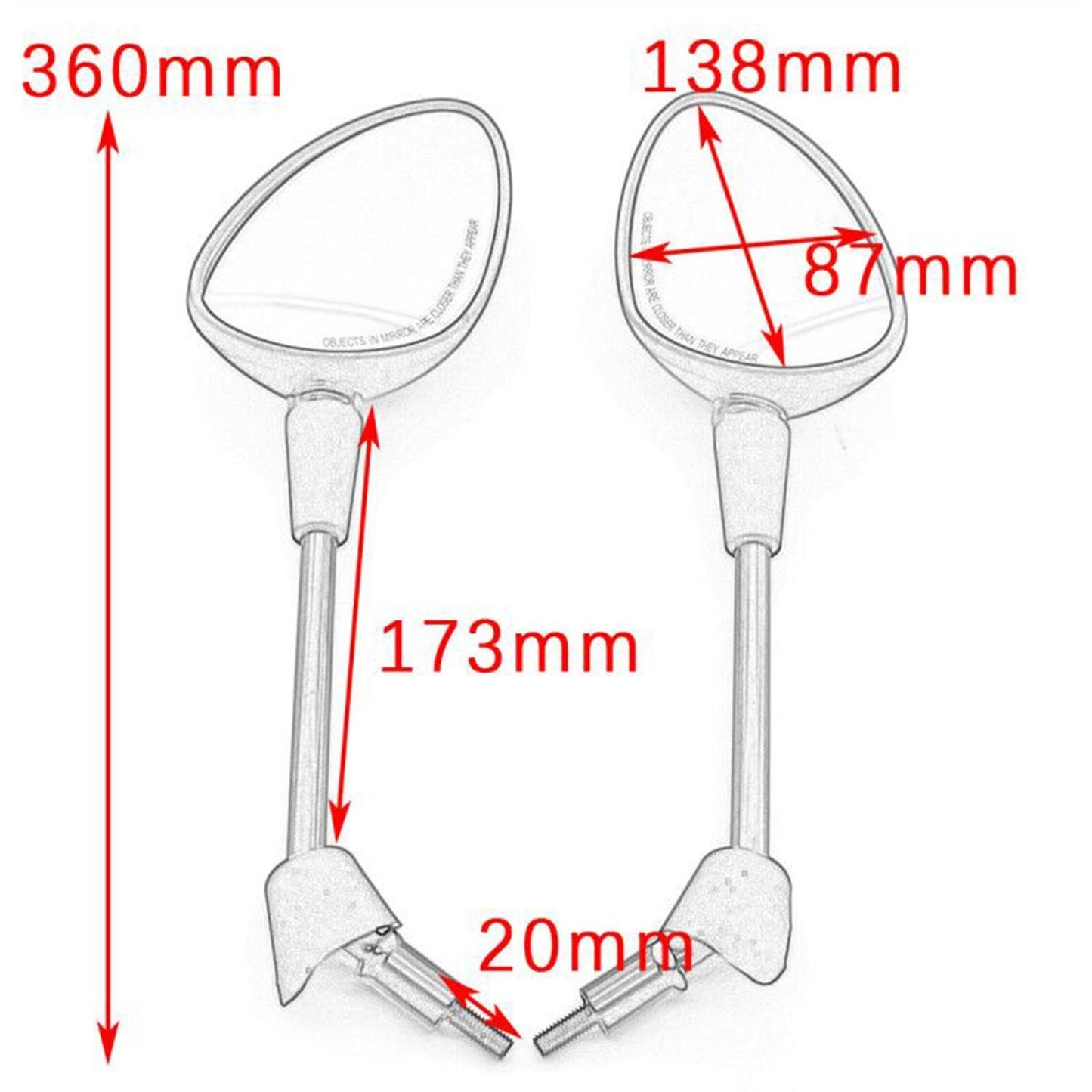 2x Rearview Mirrors for Vespa GT GTS GTV 50 125 200 Spare Parts Black