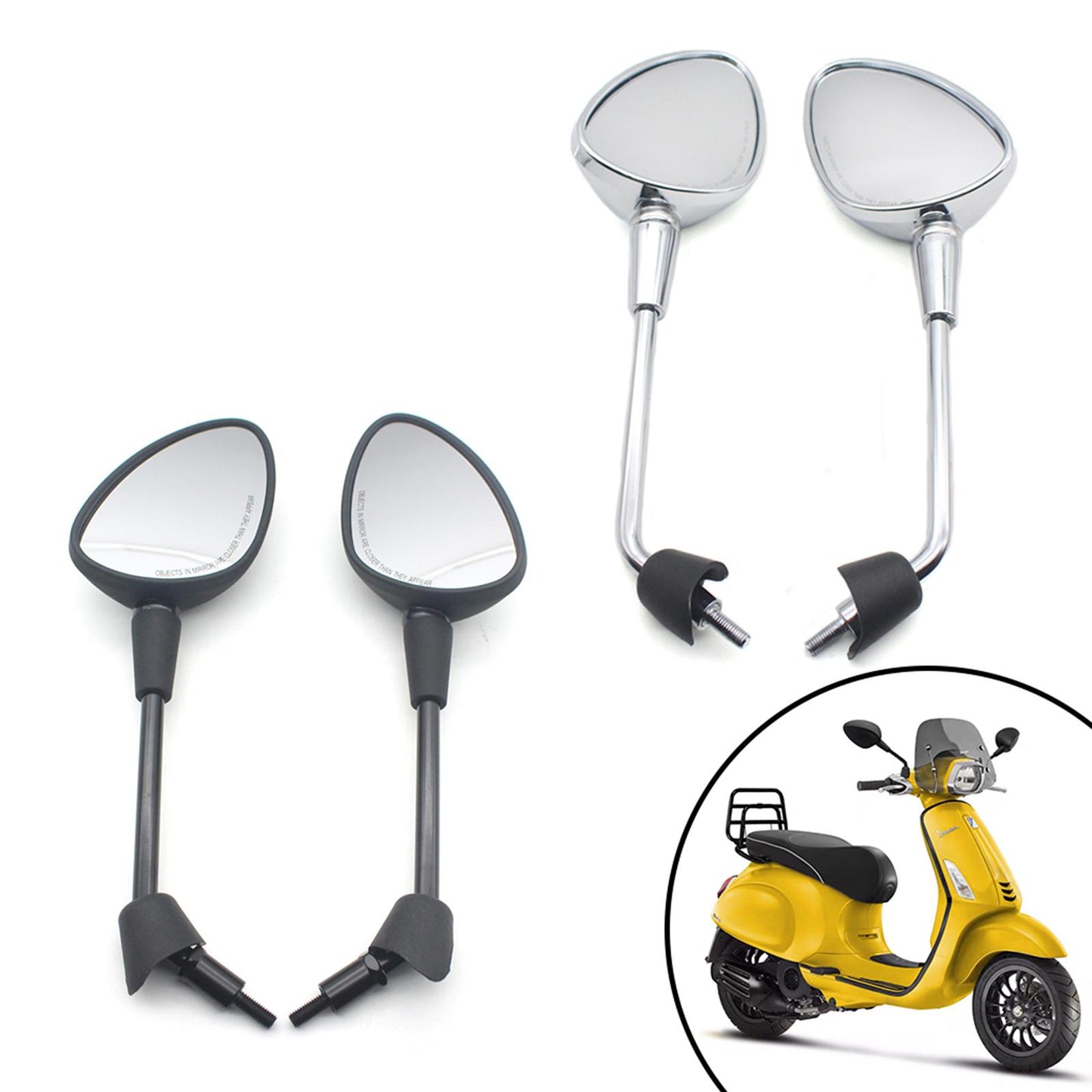 2x Rearview Mirrors for Vespa GT GTS GTV 50 125 200 Spare Parts Silver