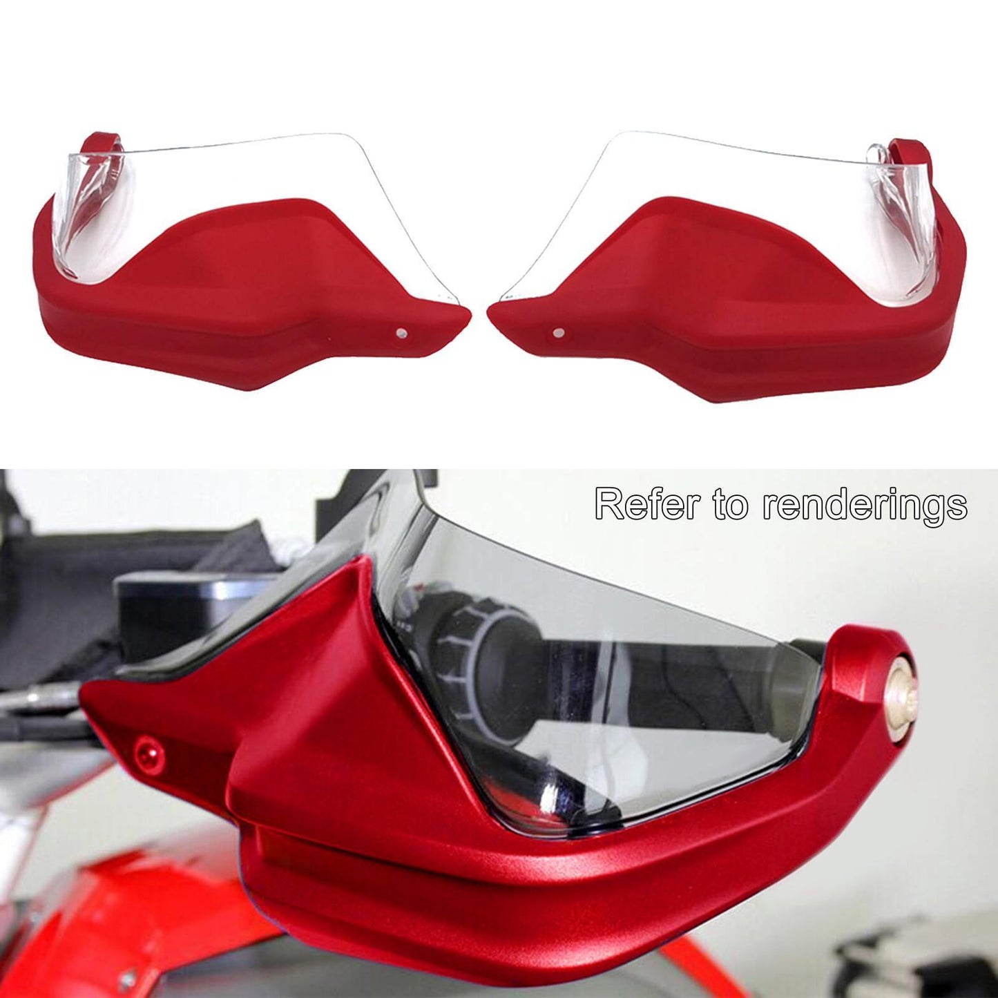 Motorcycle Hand Guard Hand Shield Protector Red Transparent