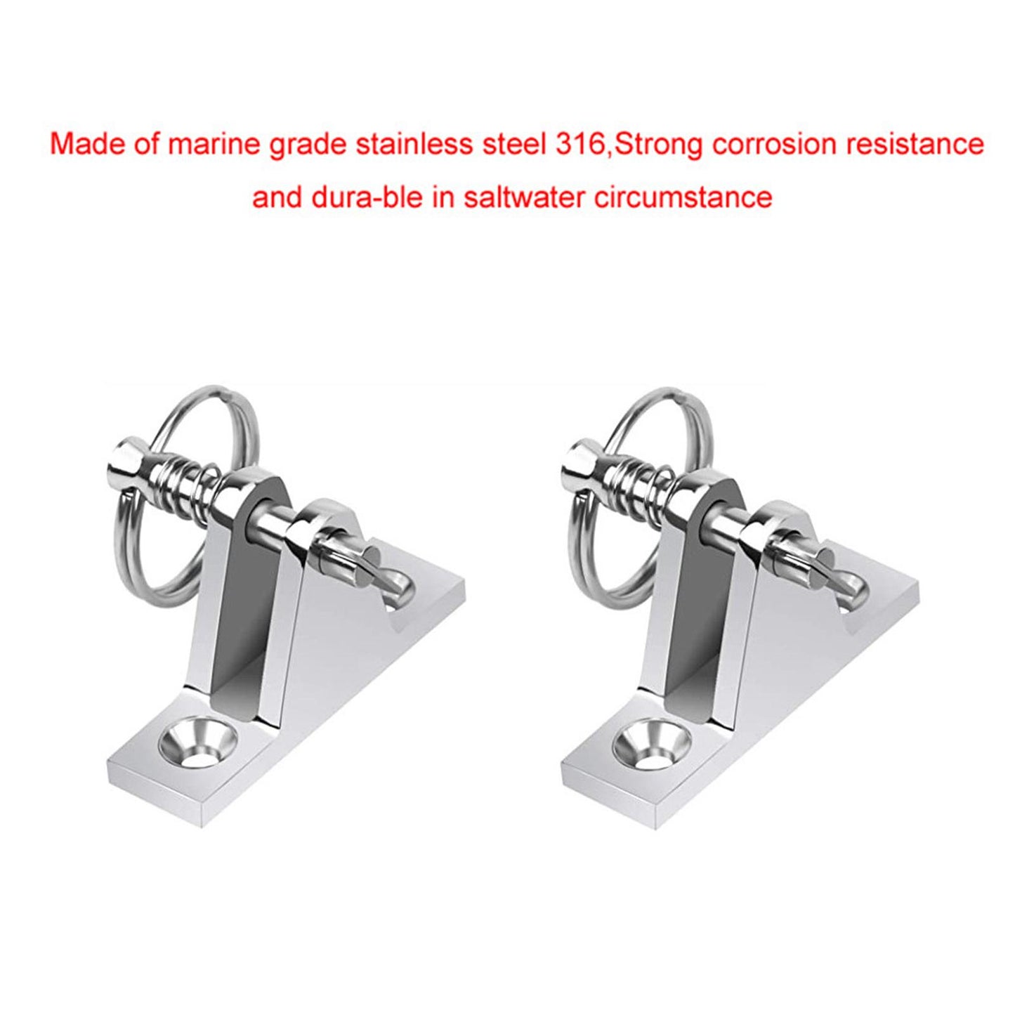 SS316 90 Degree Boat Bimini Top Deck Hinge W/ Quick Release Pin Hardware