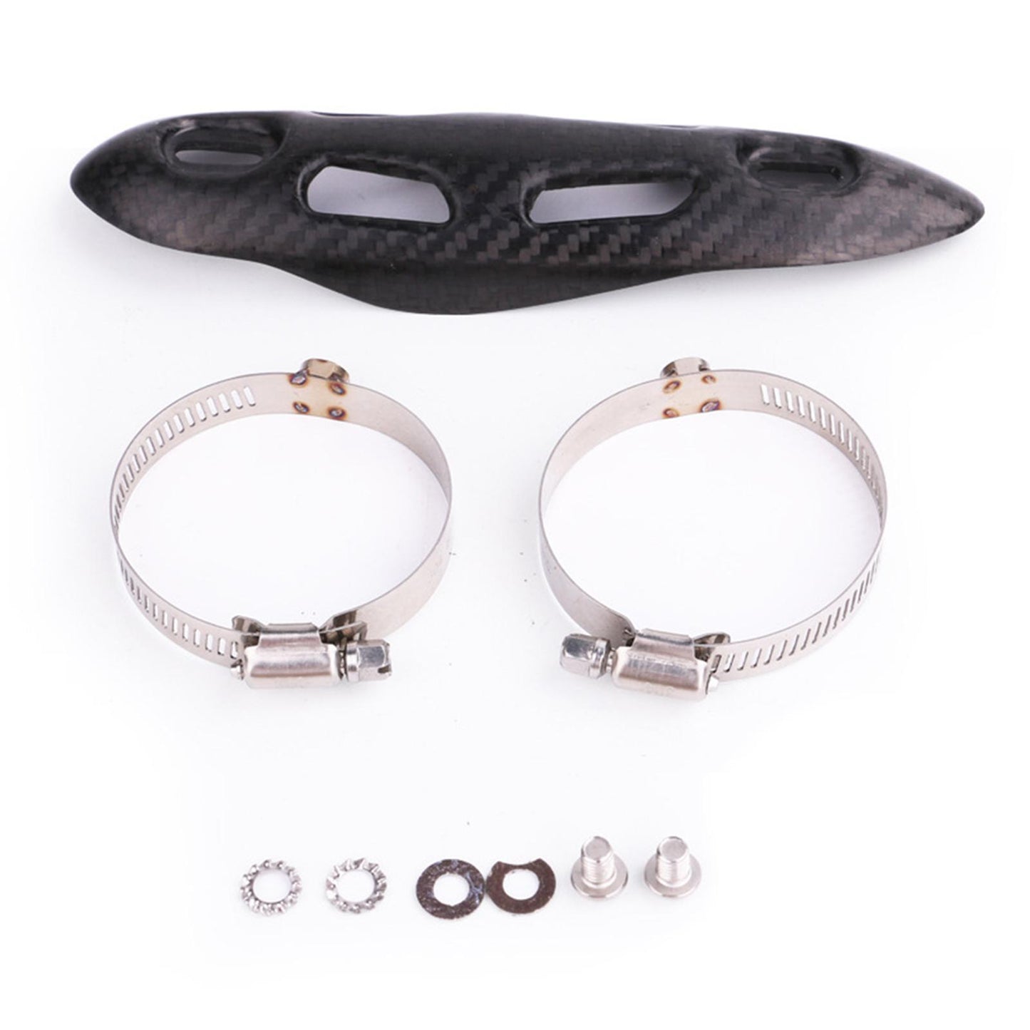 Motorcycle Carbon Fiber Exhaust Muffler Pipe Cover Guard Protector Set
