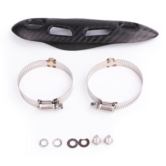 Motorcycle Carbon Fiber Exhaust Muffler Pipe Cover Guard Protector Set