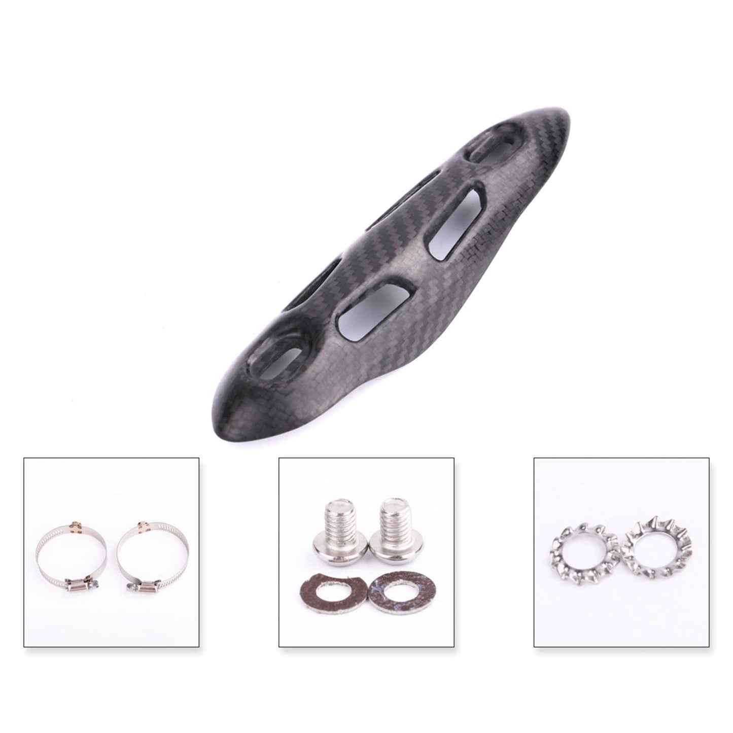 Motorcycle Carbon Fiber Exhaust Muffler Pipe Cover Guard Protector Set