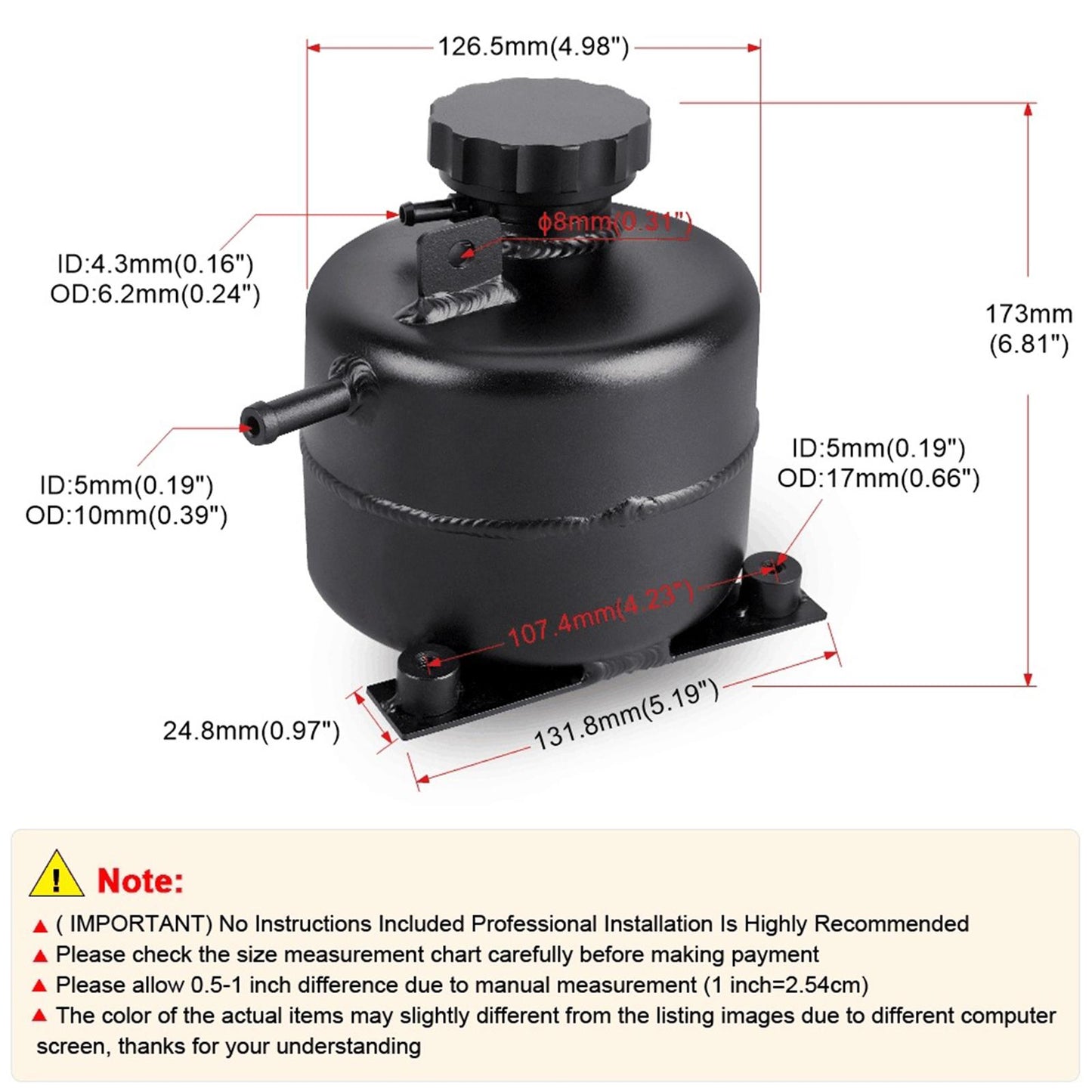 Coolant Header Expansion Tank for BMW R53 MINI Cooper S 02-06 Car Vehicle